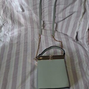 Light Gray Rectangle Top Handle Bag For Women With Gold Chain & Animal Print